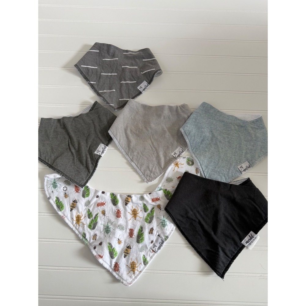 Copper Pearl Baby Bandana Bib Lot of 6 Neutral Boy Girl Drool Bibs